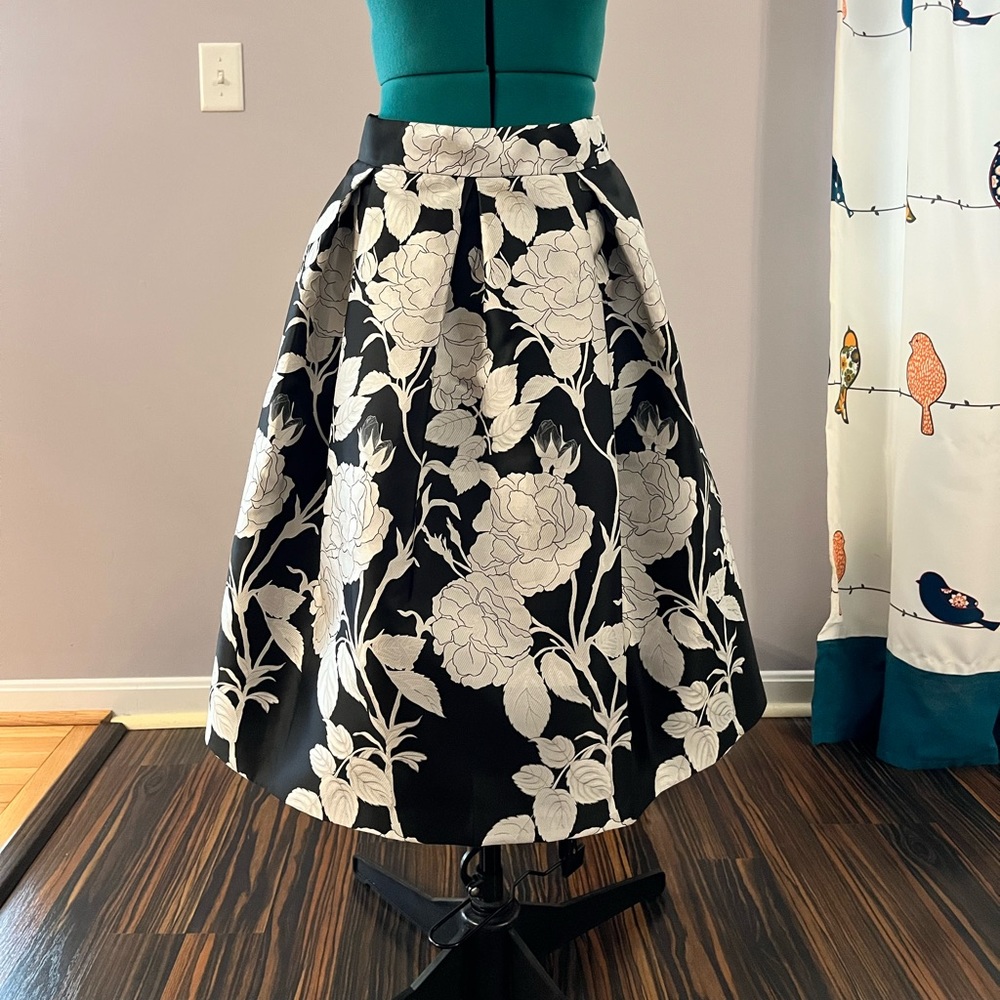 Black white and silver full skirt